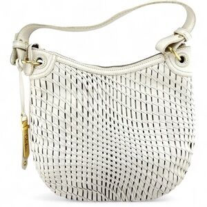 Cole Haan White Genevieve weaved leather Bag